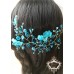Къса дизайнерска булчинска кристална украса за коса Turquoise Charm by Rosie